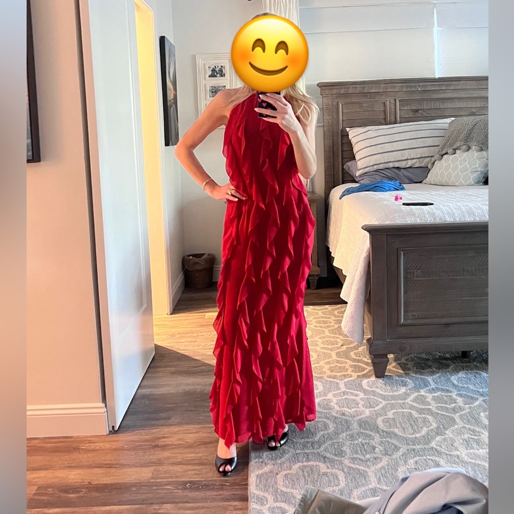 Red ruffle dress